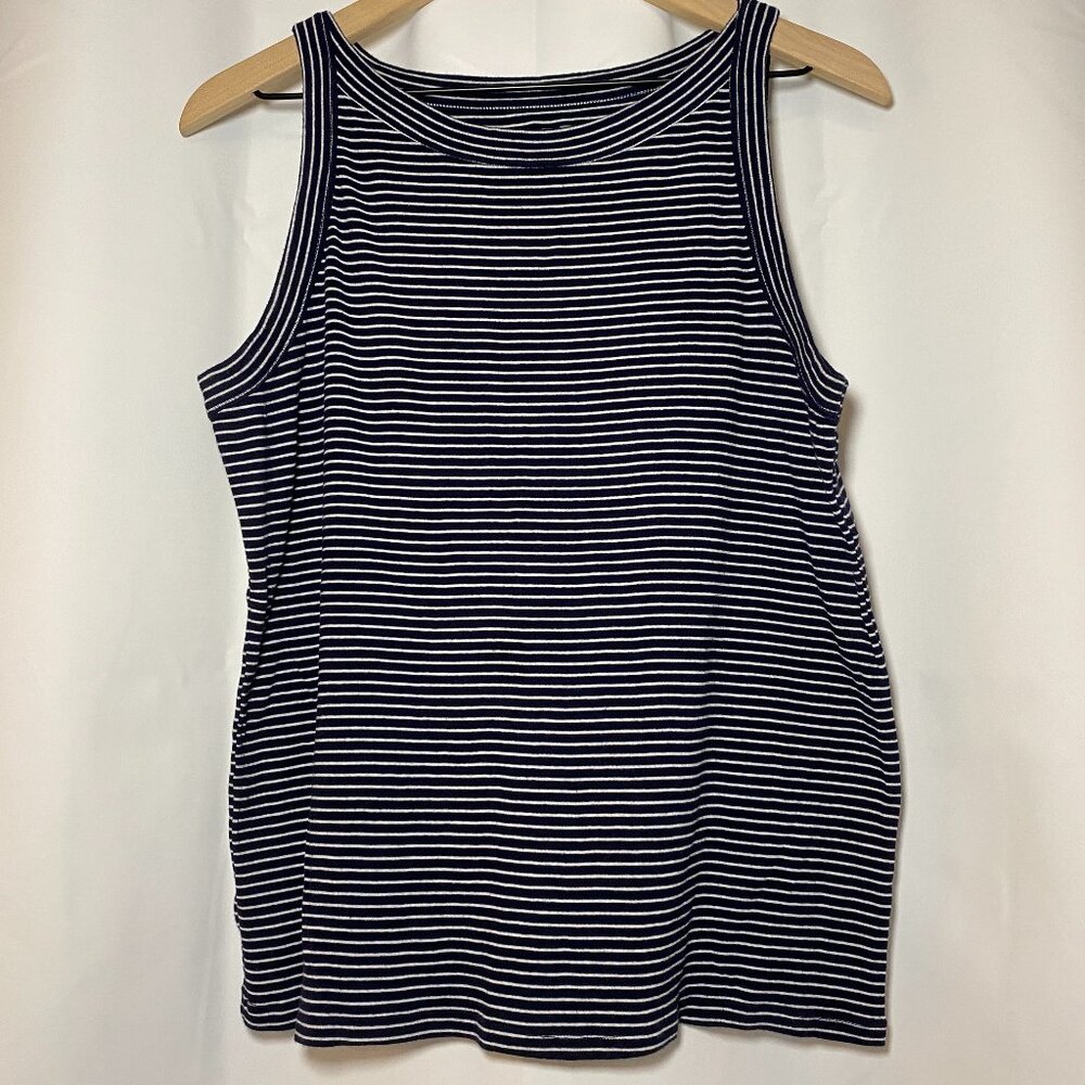 Loft Layering Tank Racerback Womens XL Navy White Stripe Career Preppy Soft EUC